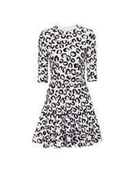 Leopard Skater Dress - White & Black
