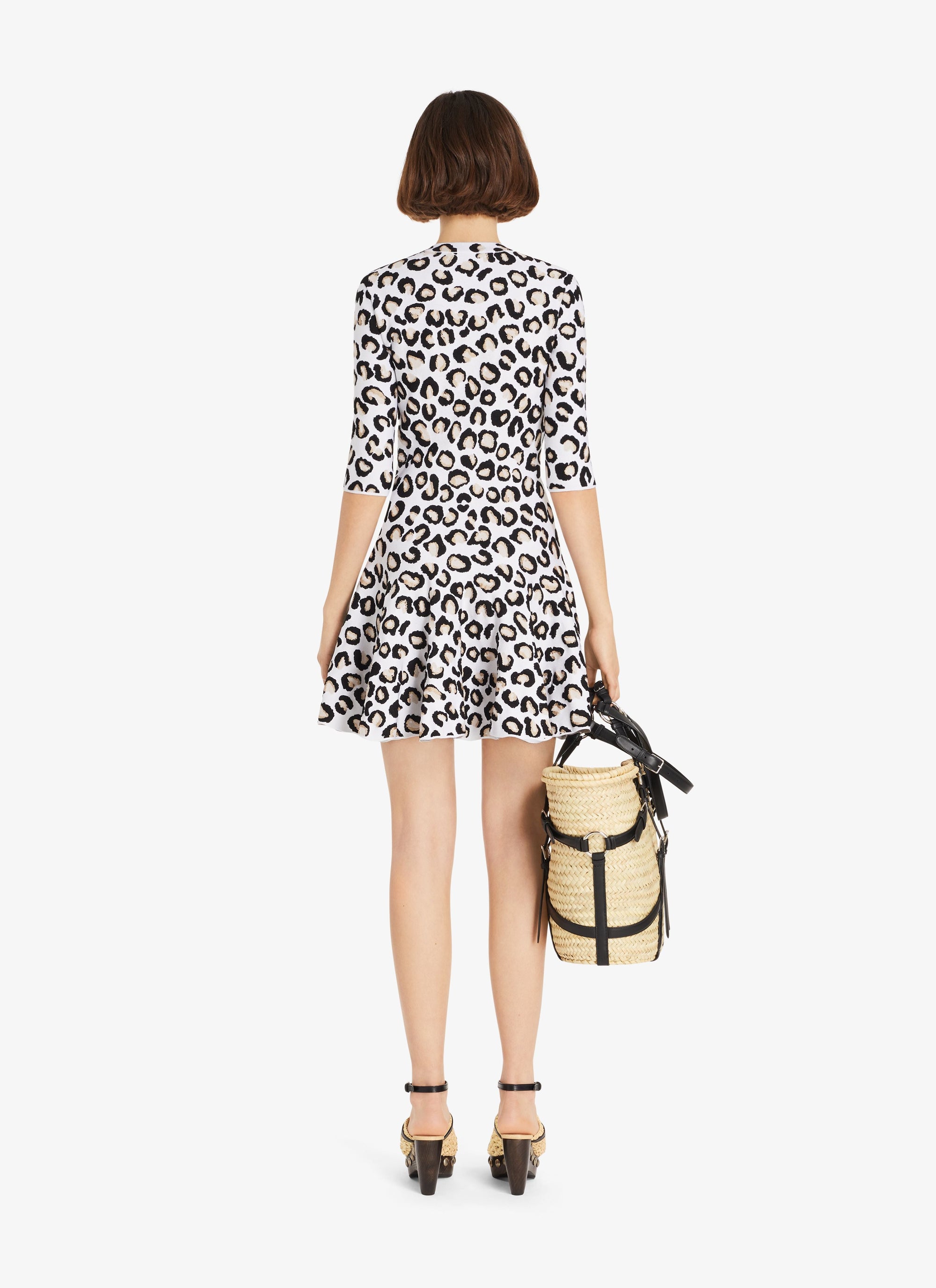Leopard Skater Dress - White & Black
