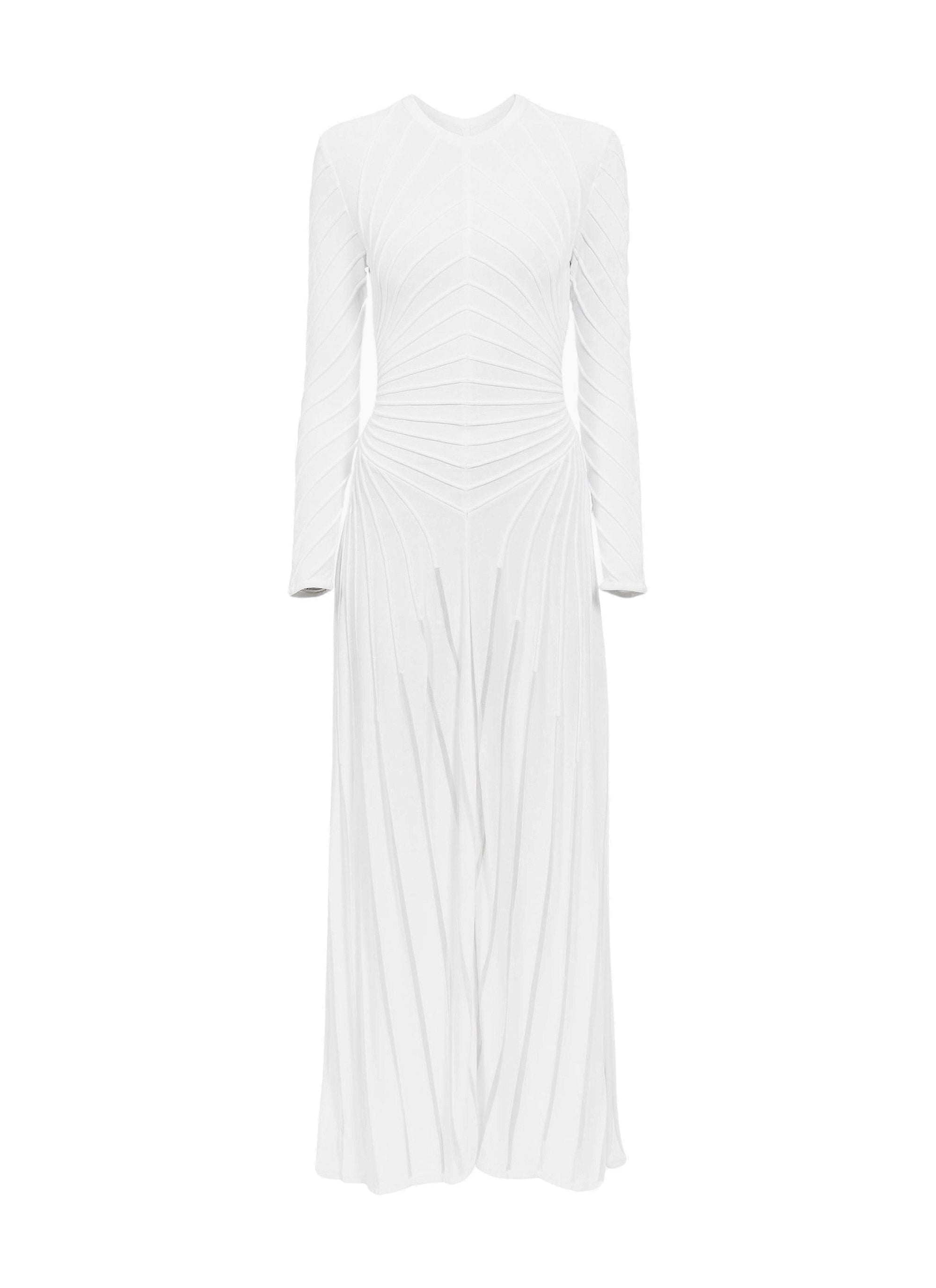 Sculpting silk blend maxi dress - White