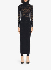 Robe longue en dentelle stretch - Noir Alaïa
