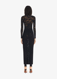 Robe longue en dentelle stretch - Orange foncé