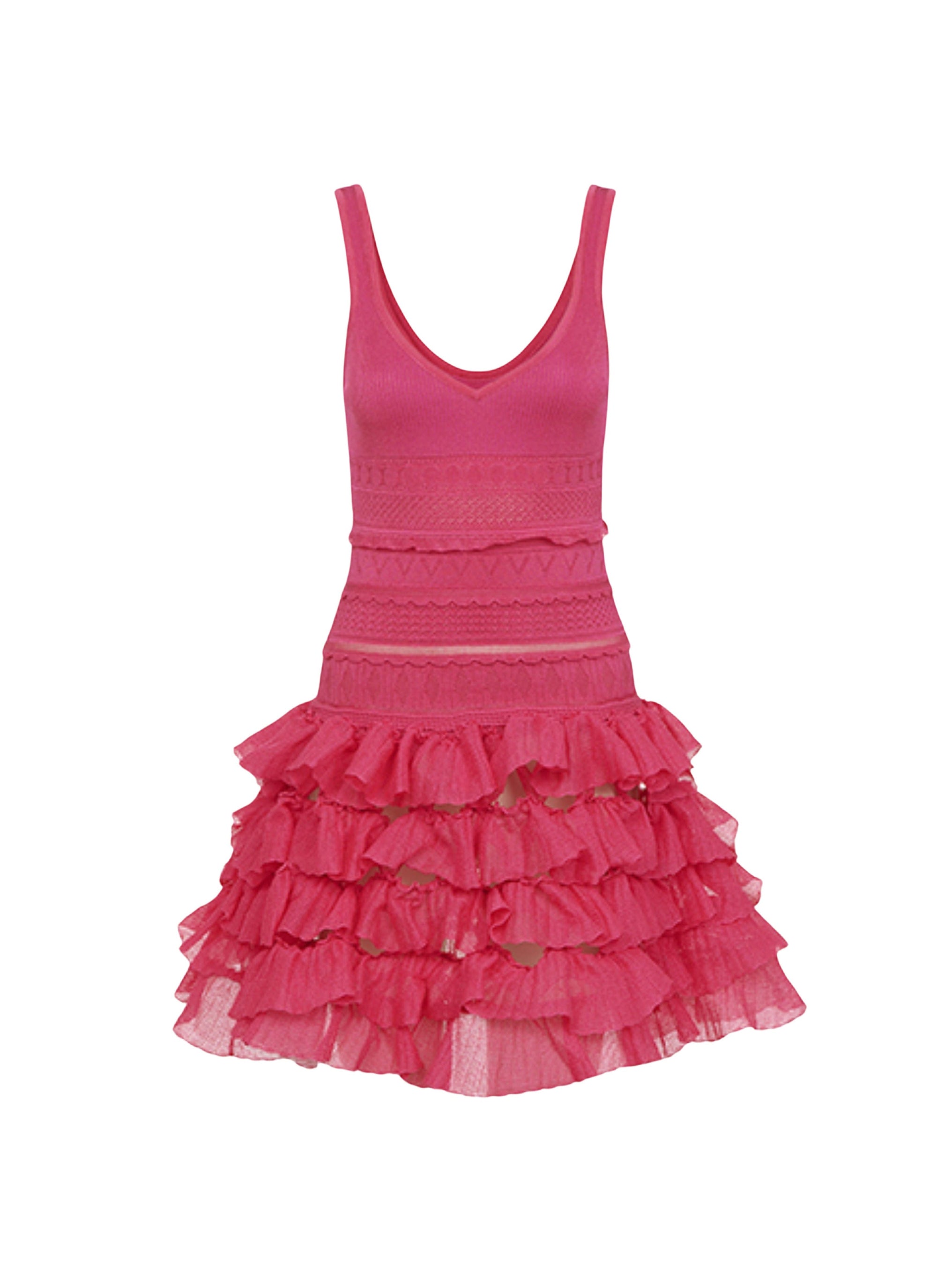 Robe patineuse à volants - Fuchsia