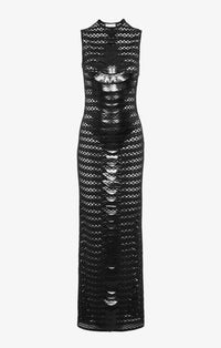Robe en maille à bords festonnés - Noir Alaïa