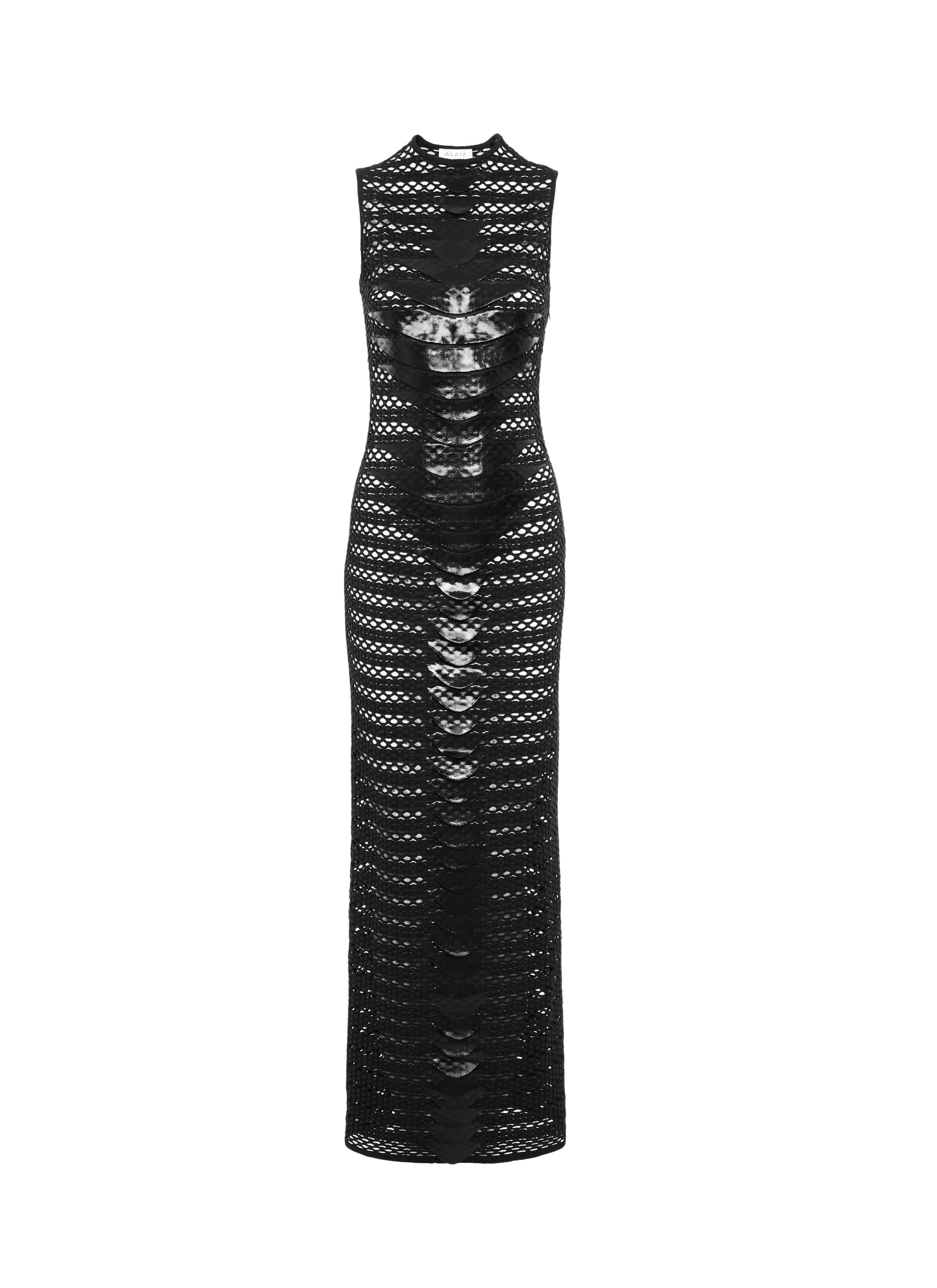 Robe en maille à bords festonnés - Noir Alaïa