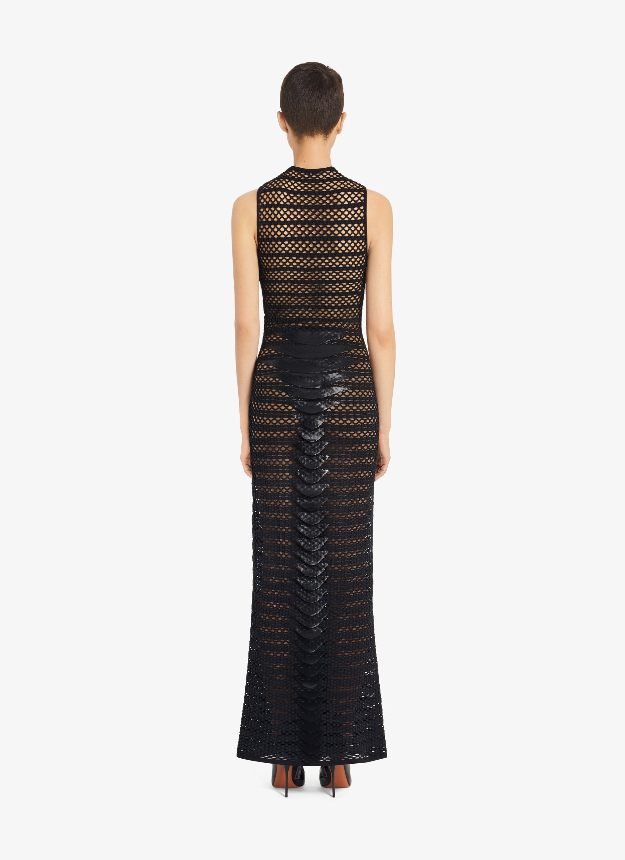 Robe en maille à bords festonnés - Noir Alaïa