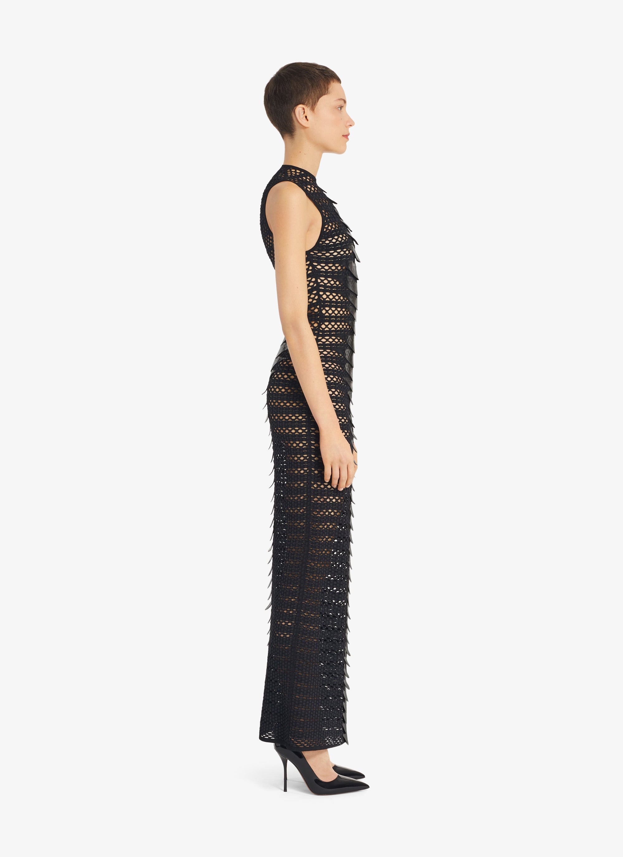 Robe en maille à bords festonnés - Noir Alaïa