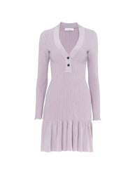 Shiny ribbed short dress - Lilac