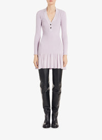Shiny ribbed short dress - Lilac