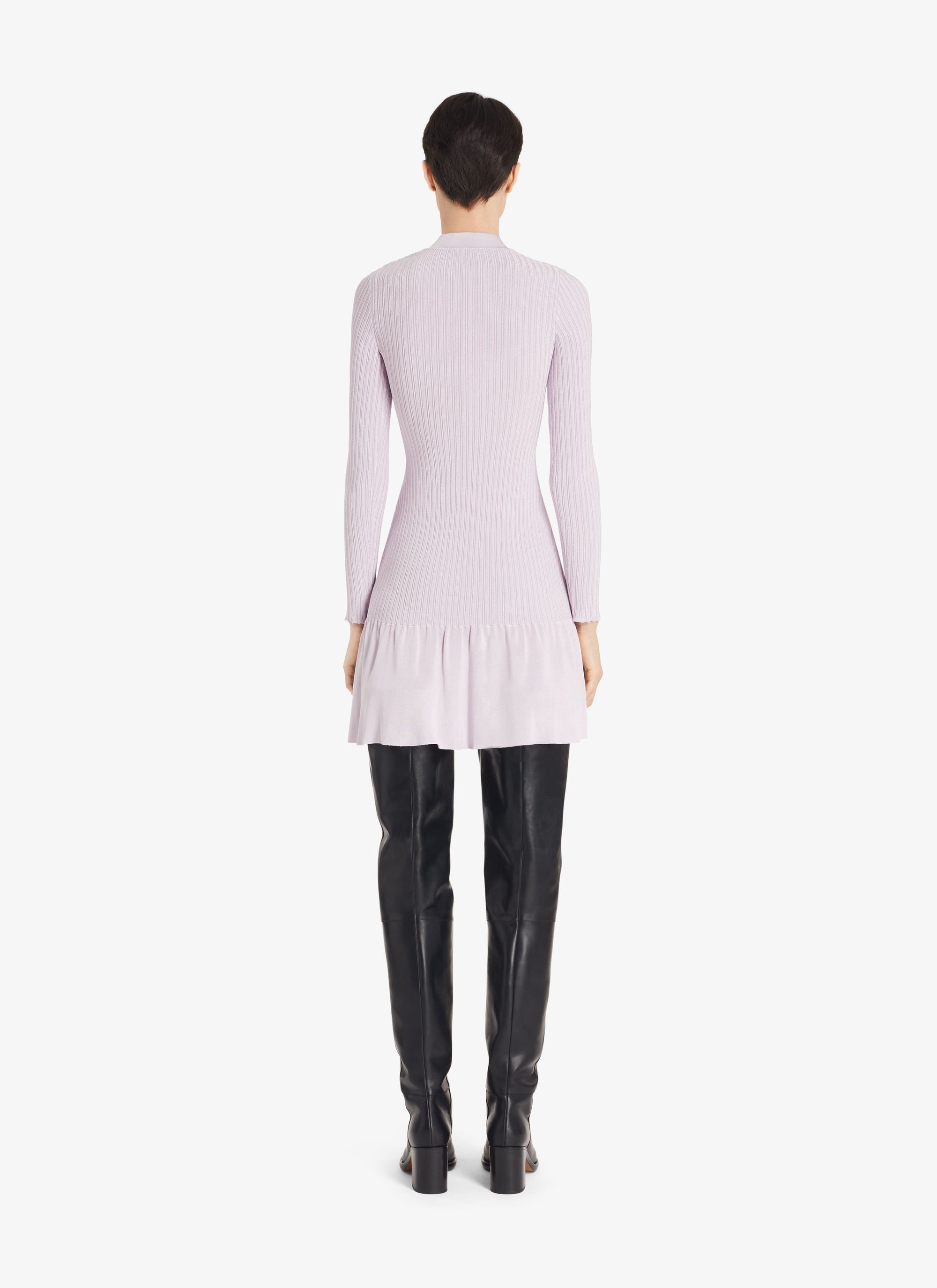 Shiny ribbed short dress - Lilac