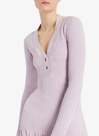 Shiny ribbed short dress - Lilac