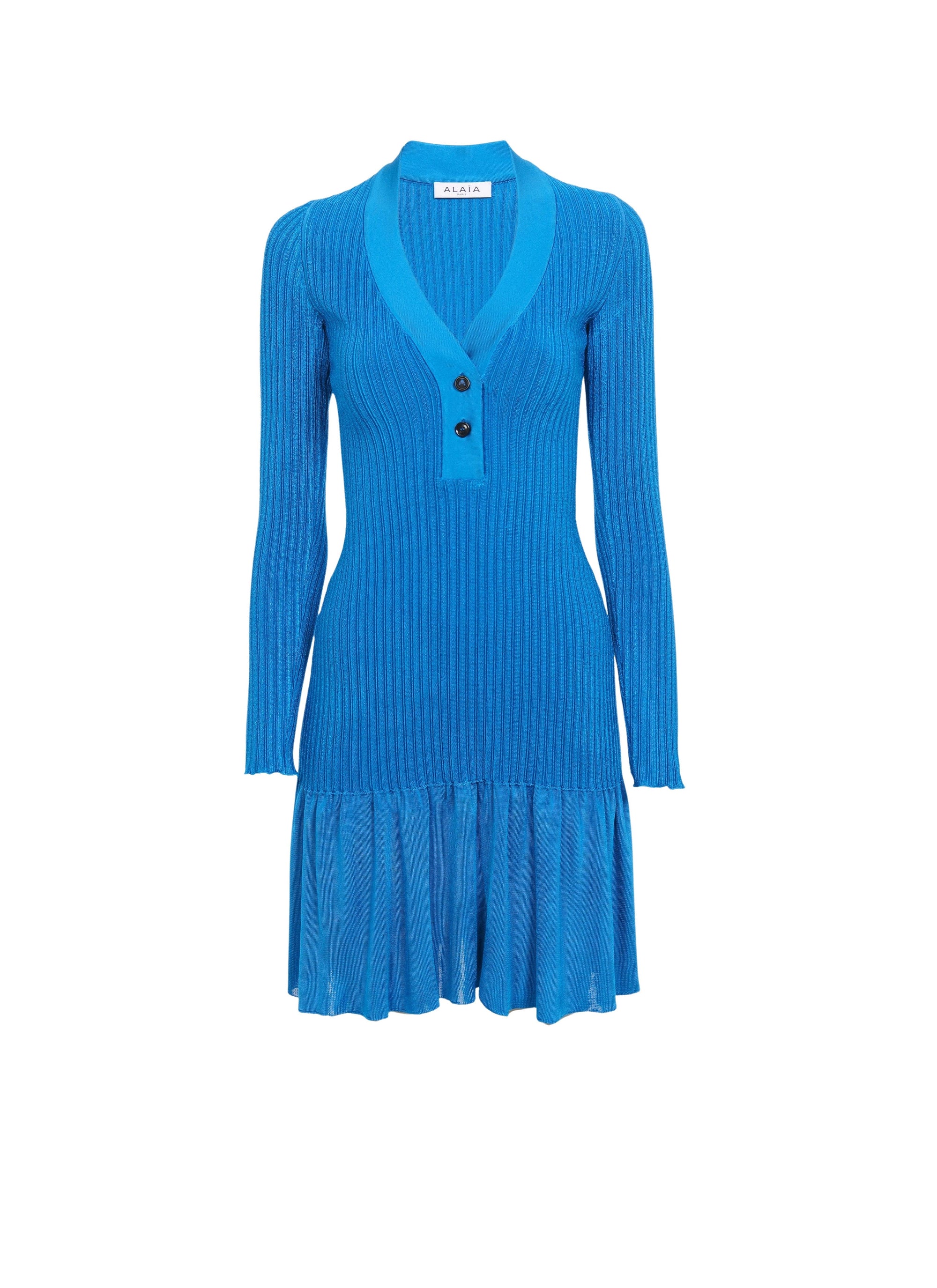 Robe courte côtelée brillante - Bleu