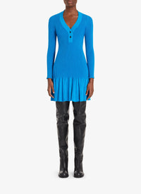 Robe courte côtelée brillante - Bleu