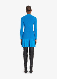 Robe courte côtelée brillante - Bleu