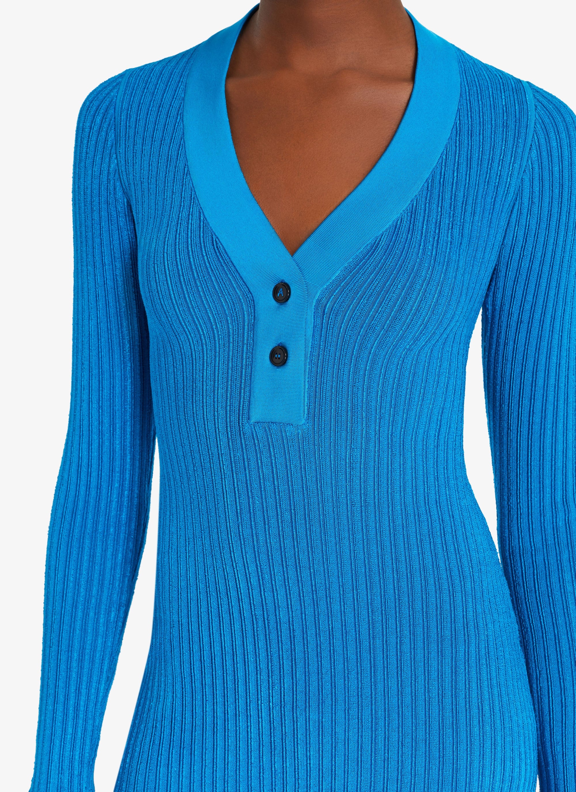 Robe courte côtelée brillante - Bleu