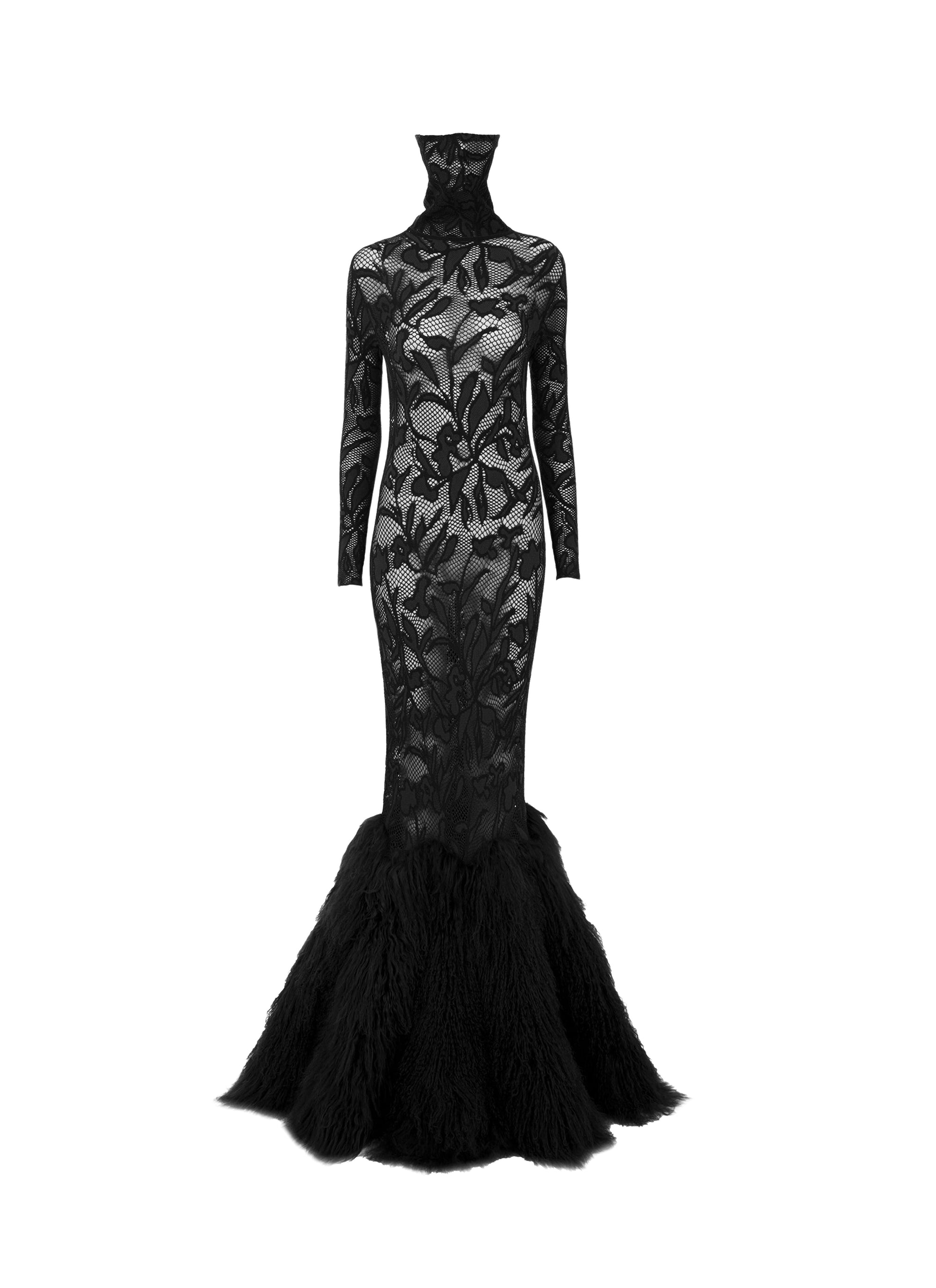 Robe en dentelle stretch - Noir Alaïa