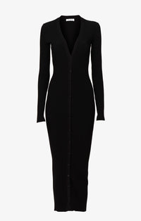 Robe droite cotelée à boutons - Noir Alaïa