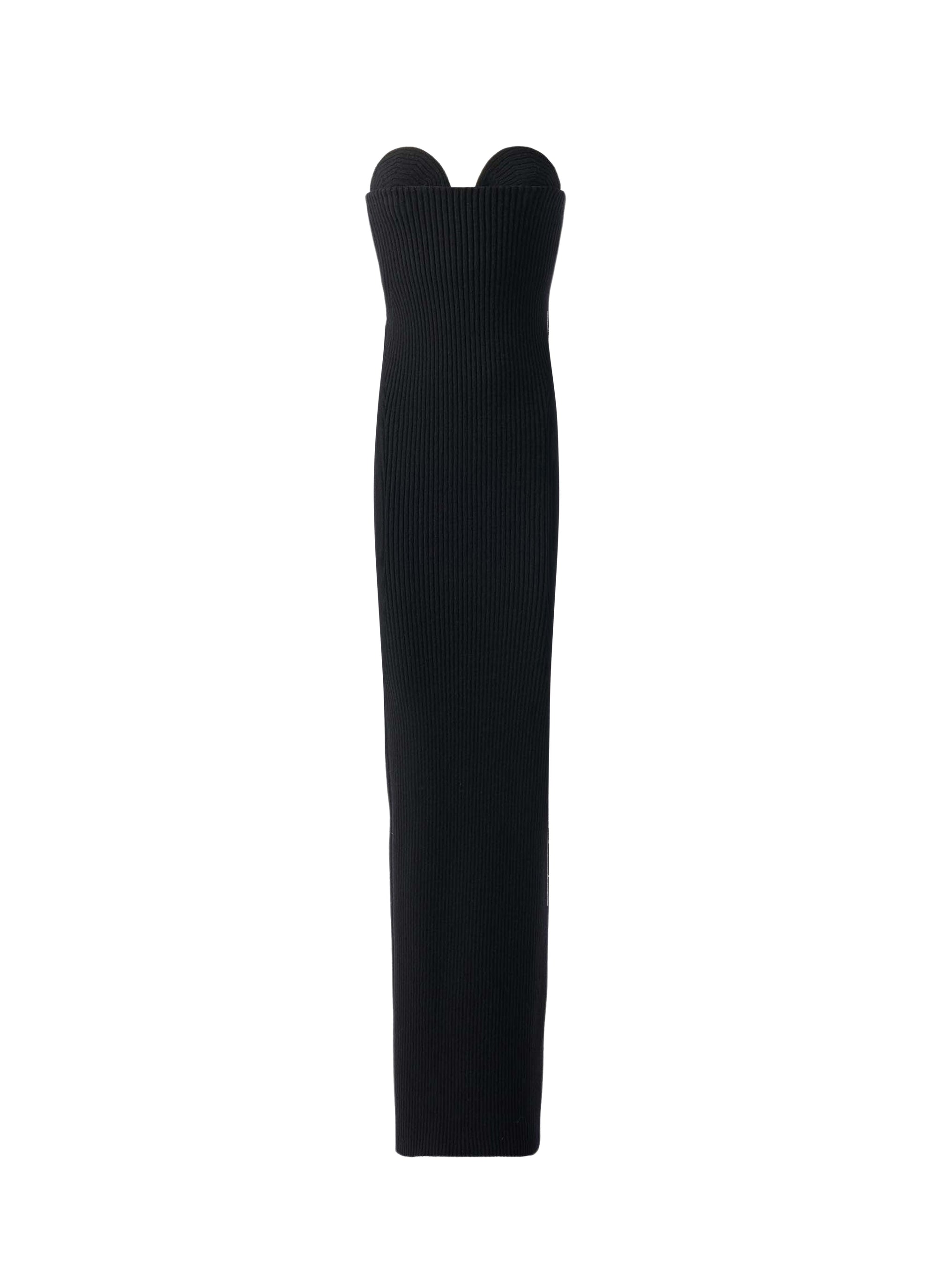 Robe longue moulante côtelée en laine et cachemire - Noir Alaïa