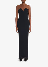 Robe longue moulante côtelée en laine et cachemire - Noir Alaïa