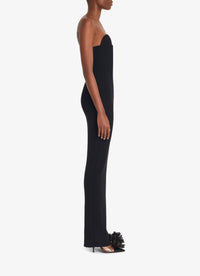 Robe longue moulante côtelée en laine et cachemire - Noir Alaïa