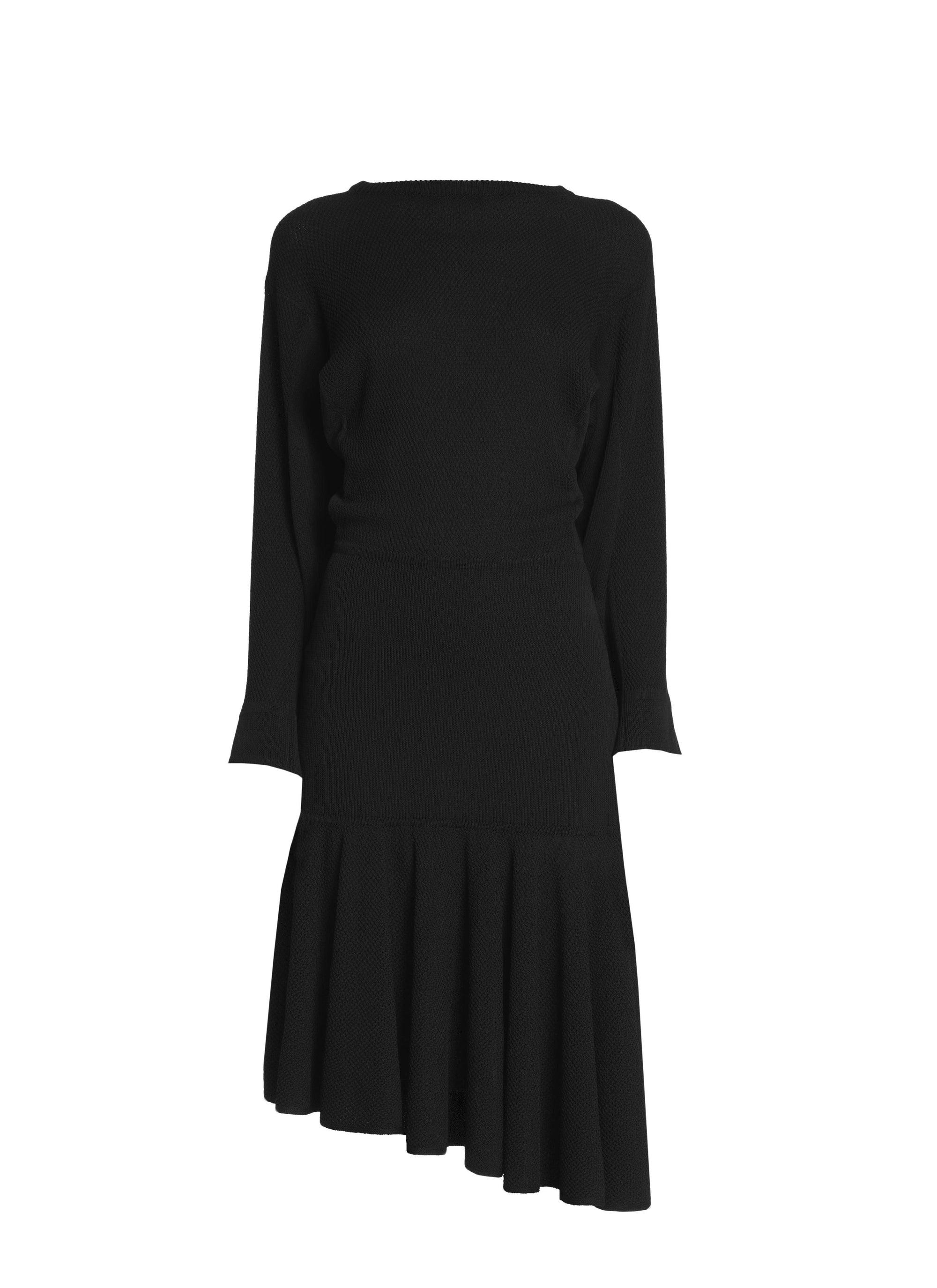 Robe asymétrique et plissée - Noir Alaïa
