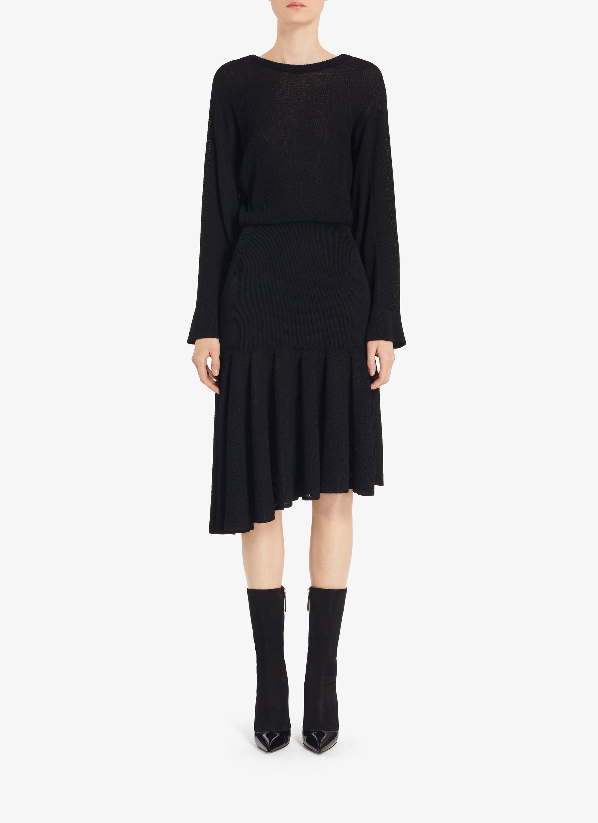 Robe asymétrique et plissée - Noir Alaïa
