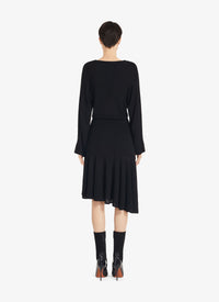 Robe asymétrique et plissée - Noir Alaïa