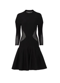 Bi-material flared dress - Black Alaïa