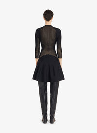 Bi-material flared dress - Black Alaïa
