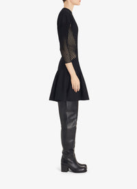 Bi-material flared dress - Black Alaïa