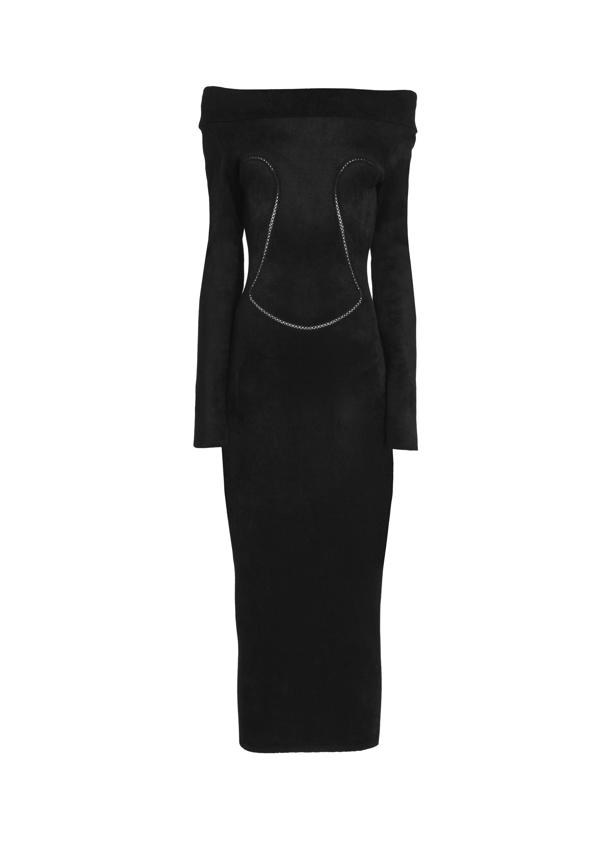 Robe épaules nues en laine mélangée - Noir Alaïa