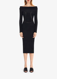 Robe épaules nues en laine mélangée - Noir Alaïa