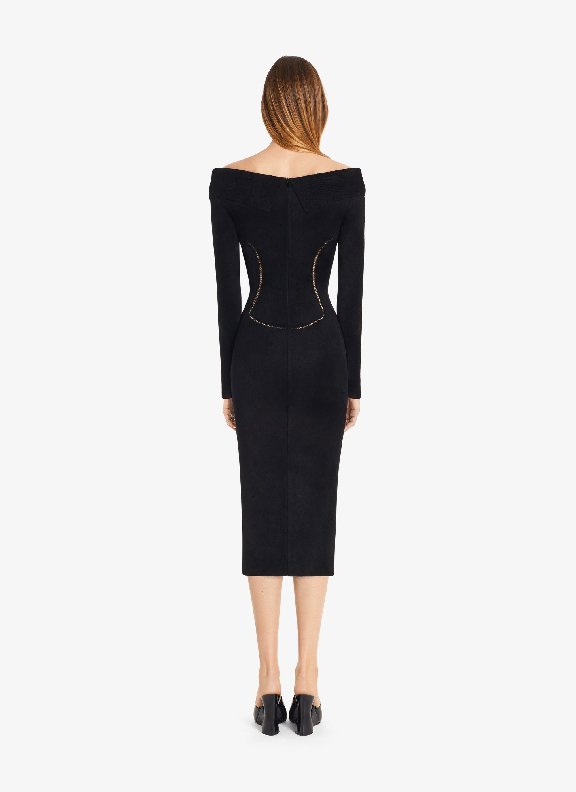 Robe épaules nues en laine mélangée - Noir Alaïa