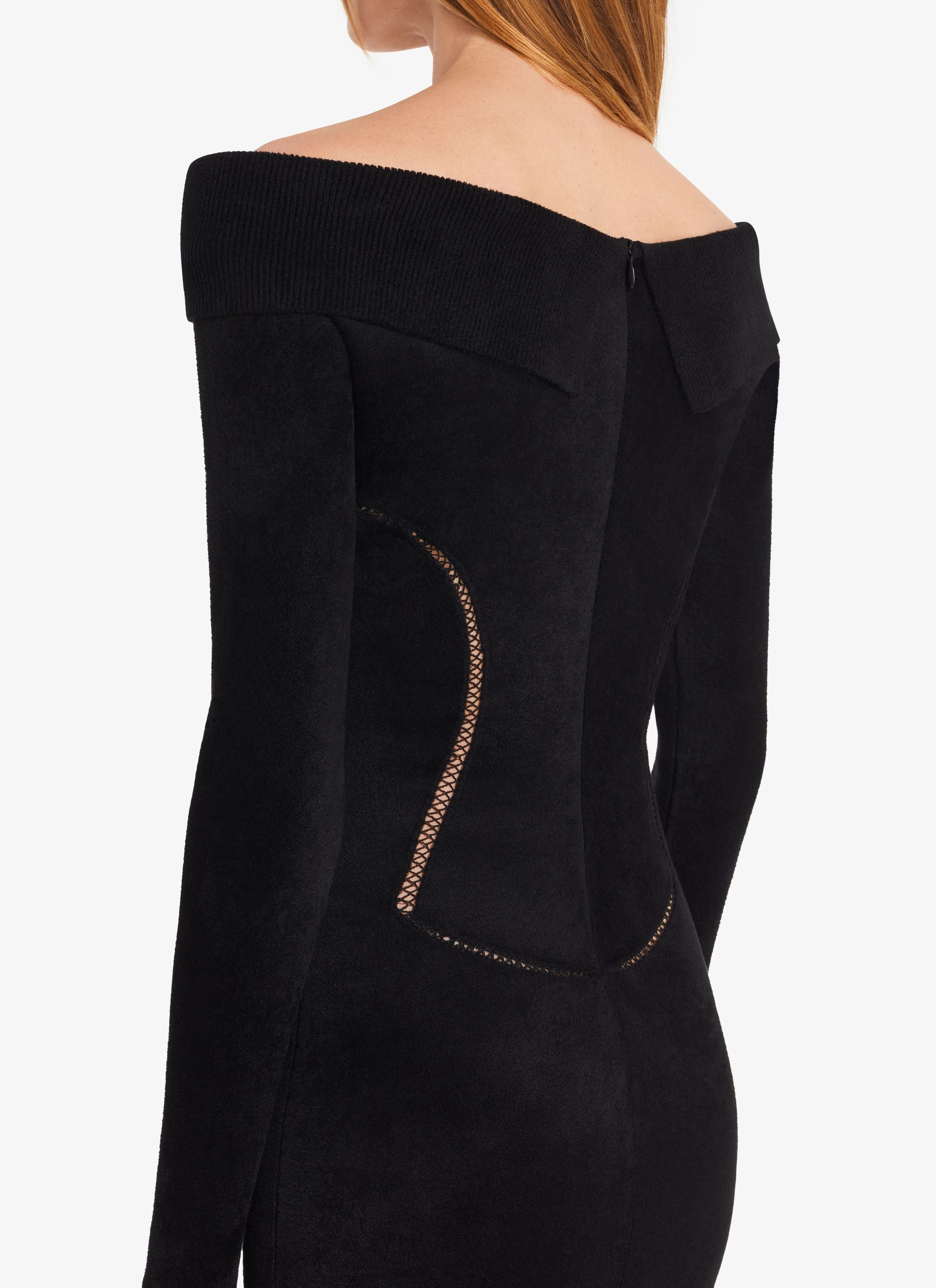 Robe épaules nues en laine mélangée - Noir Alaïa
