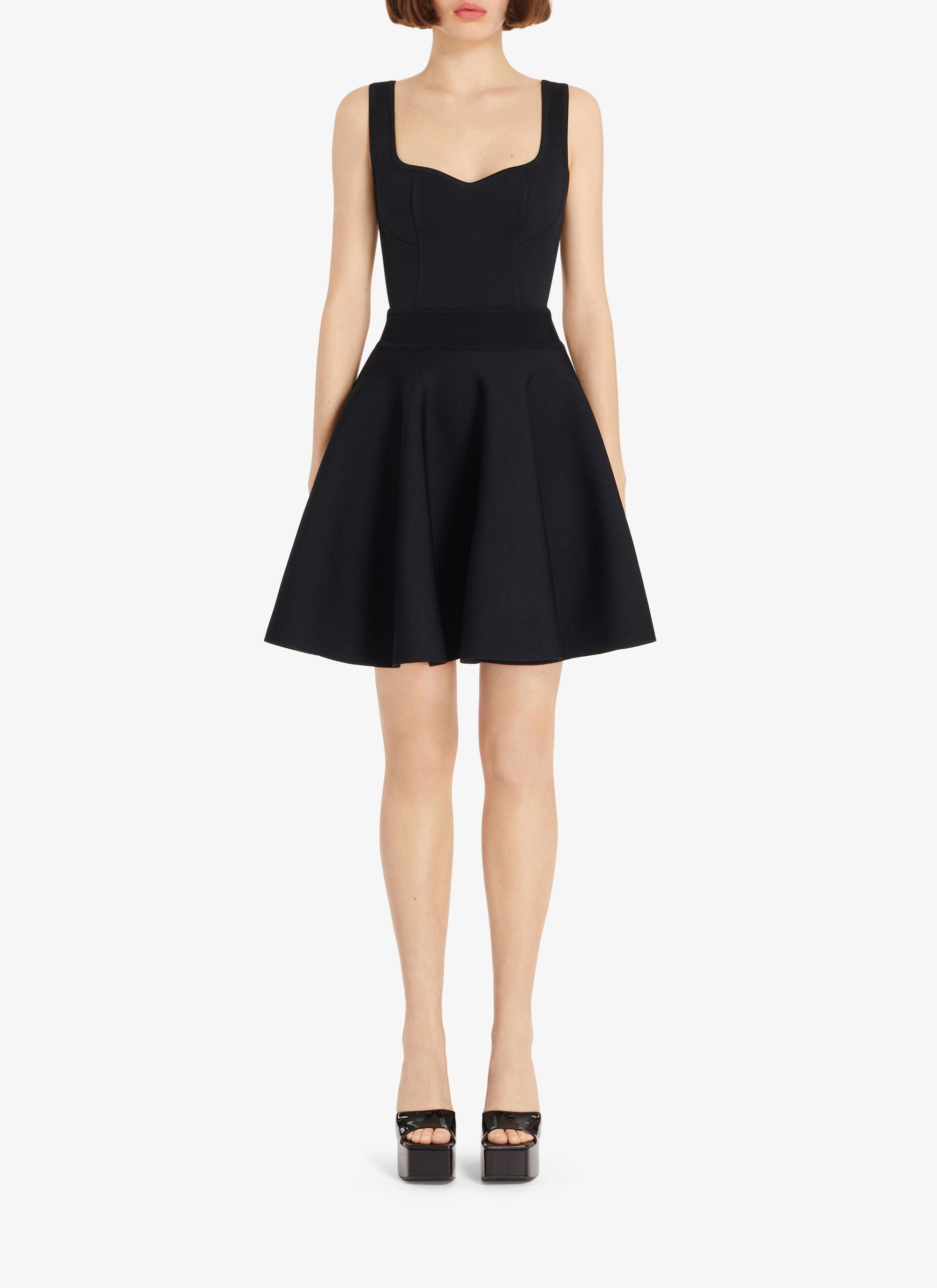 Robe à col cœur en laine - Noir Alaïa