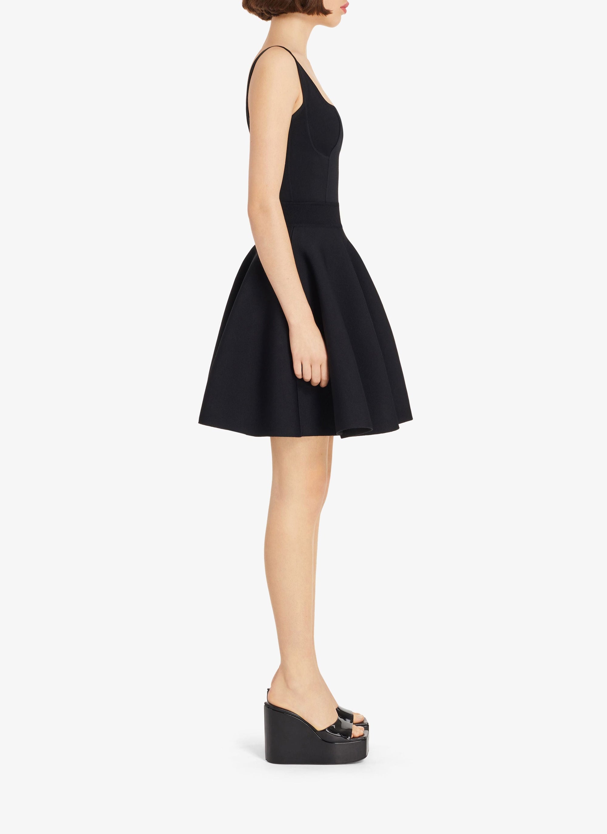 Robe à col cœur en laine - Noir Alaïa