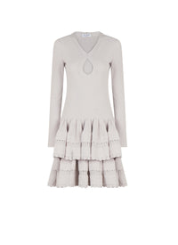 Robe à volants en laine - Gris Clair