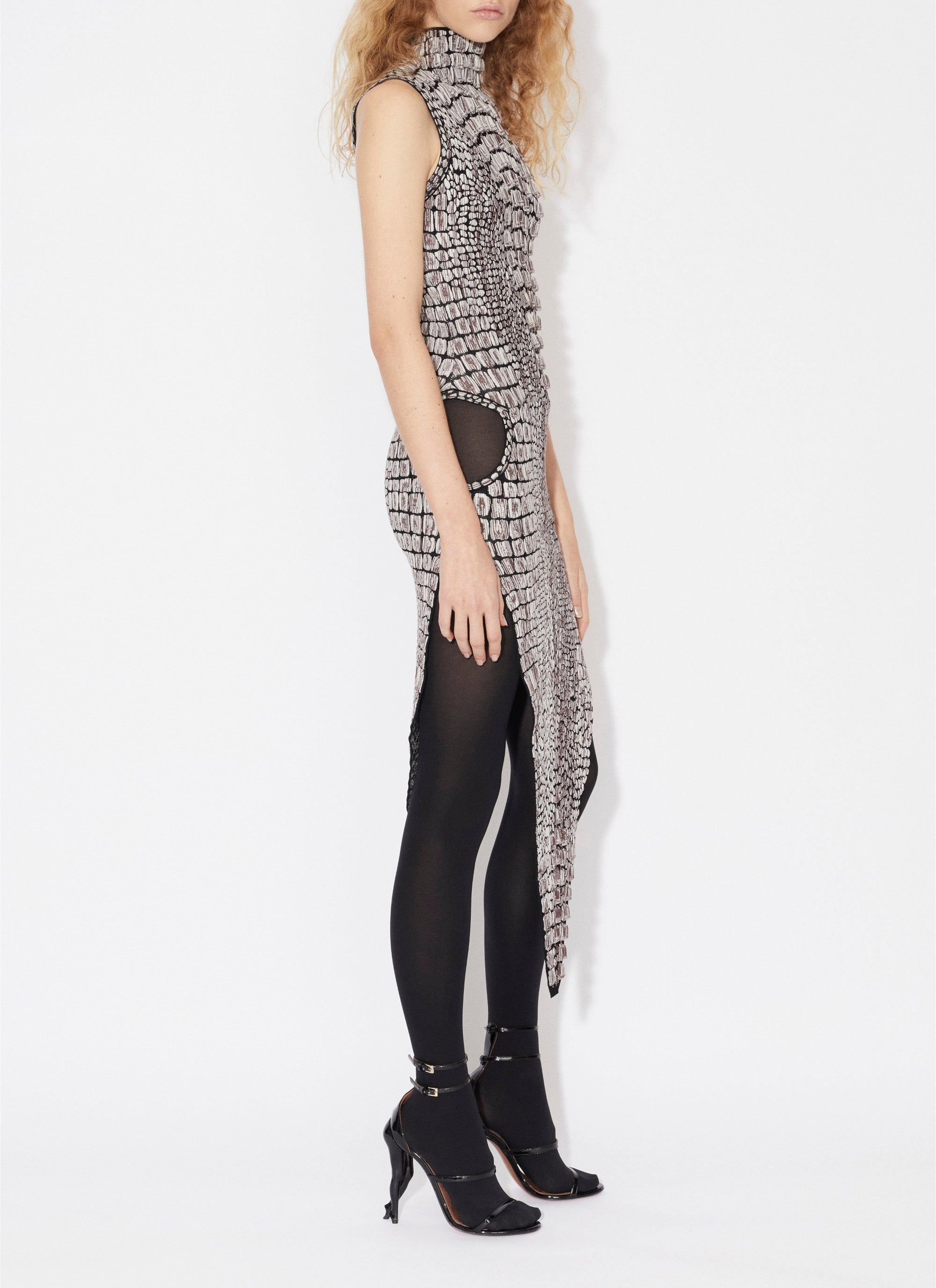 Robe en jacquard croco - Noir & Marron