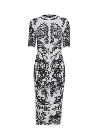 Robe Calli en jacquard calligraphie - Blanc & Noir