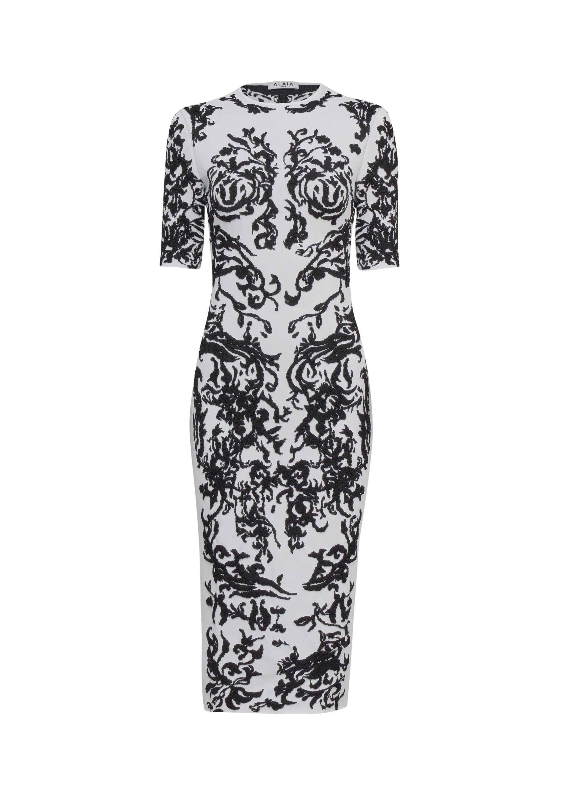 Robe Calli en jacquard calligraphie - Blanc & Noir