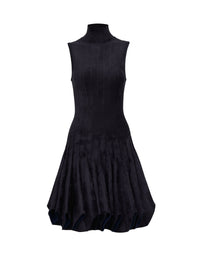 Wool blend gored flared dress - Dark blue