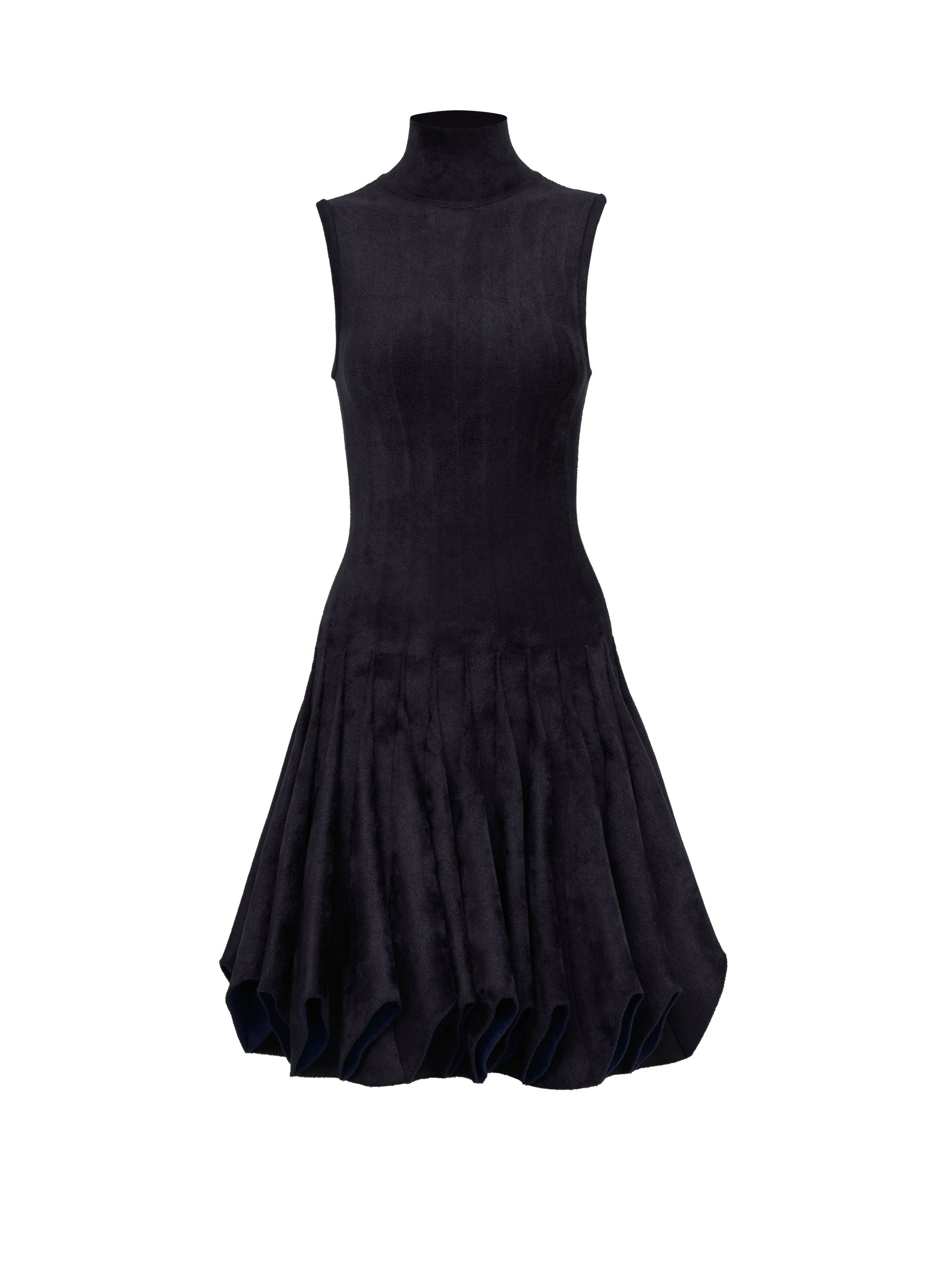 Wool blend gored flared dress - Dark blue