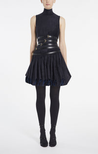 Wool blend gored flared dress - Dark blue