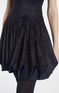 Wool blend gored flared dress - Dark blue