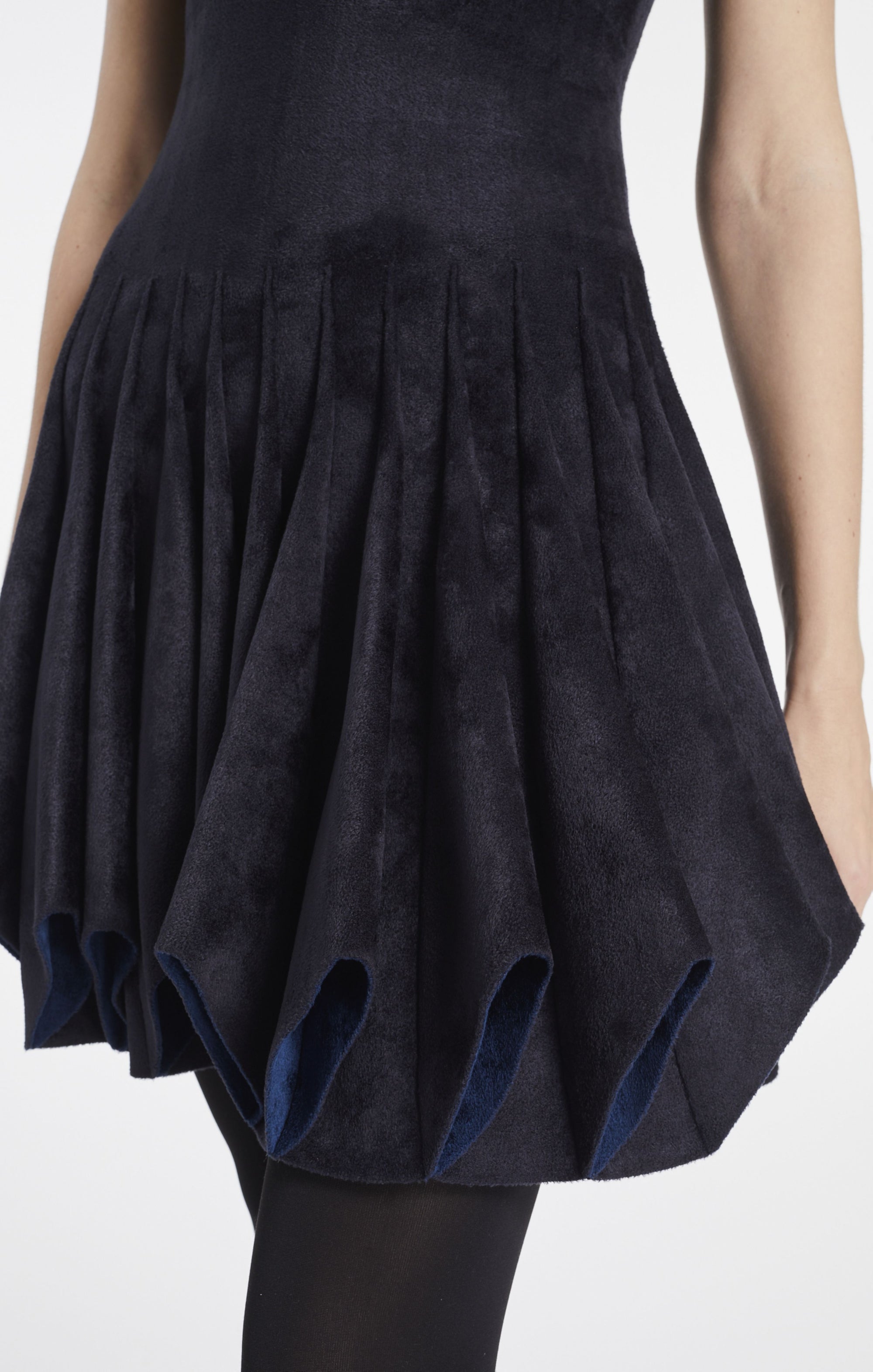 Wool blend gored flared dress - Dark blue