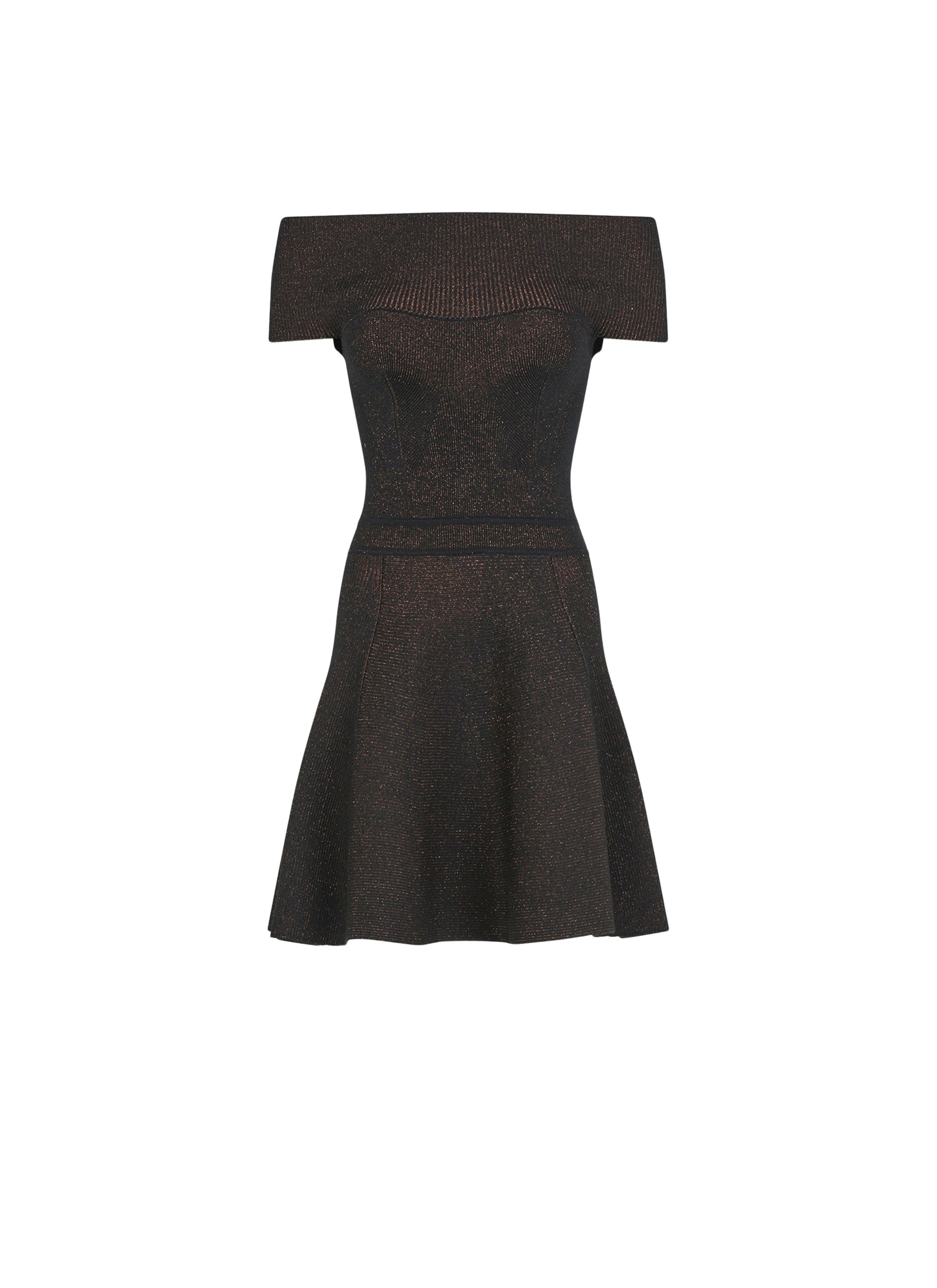 Ribbed flared dress in wool - Black Alaïa