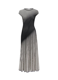Robe évasée torsadée en soie mélangée - Ivoire & Noir
