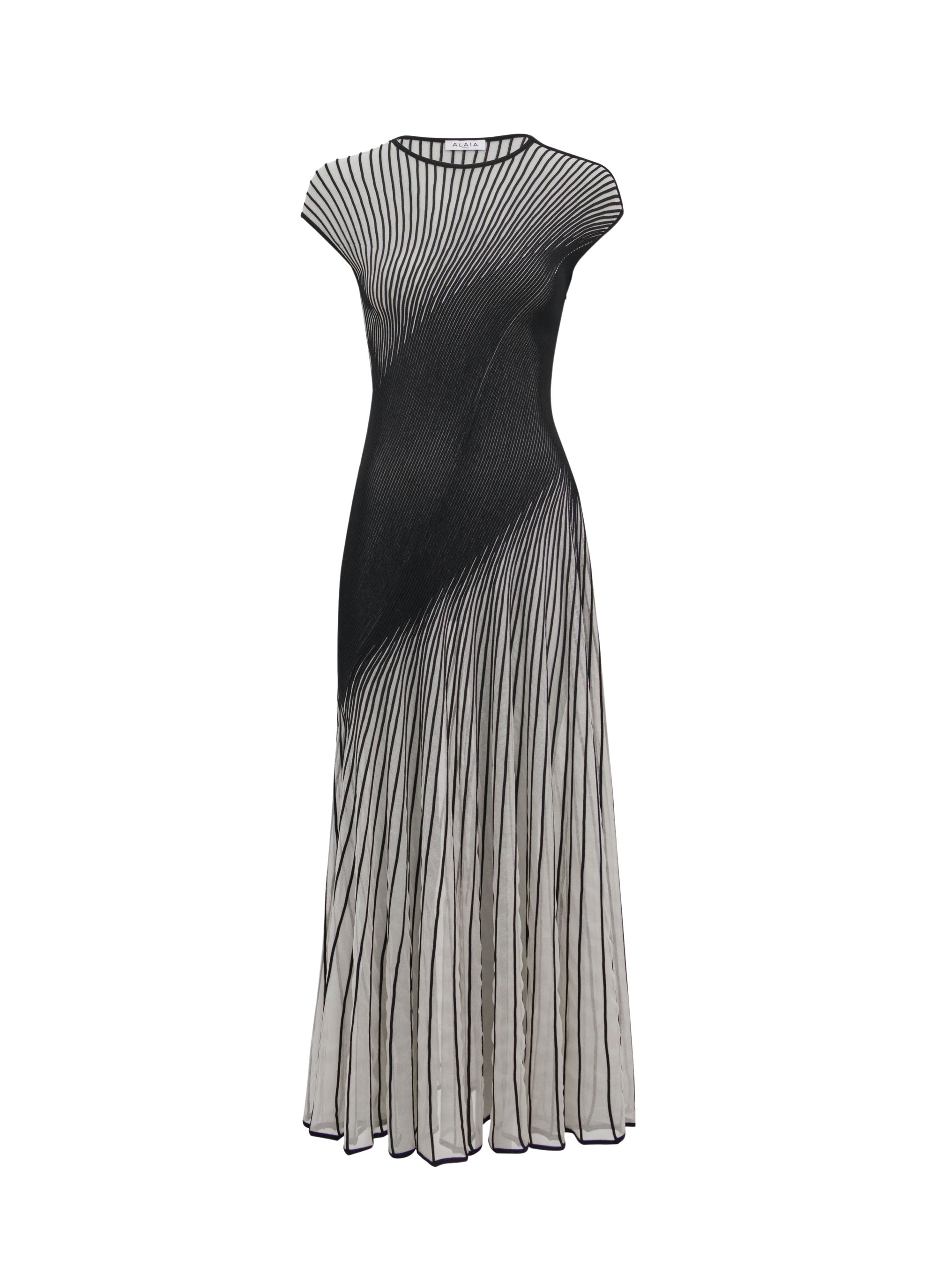 Robe évasée torsadée en soie mélangée - Ivoire & Noir