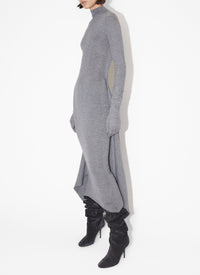 Multi-waisted straight dress in cashmere and silk - Heather grey