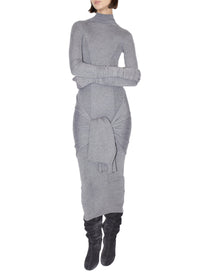Multi-waisted straight dress in cashmere and silk - Heather grey