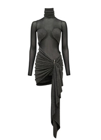Fitted dress in wool - Heather grey